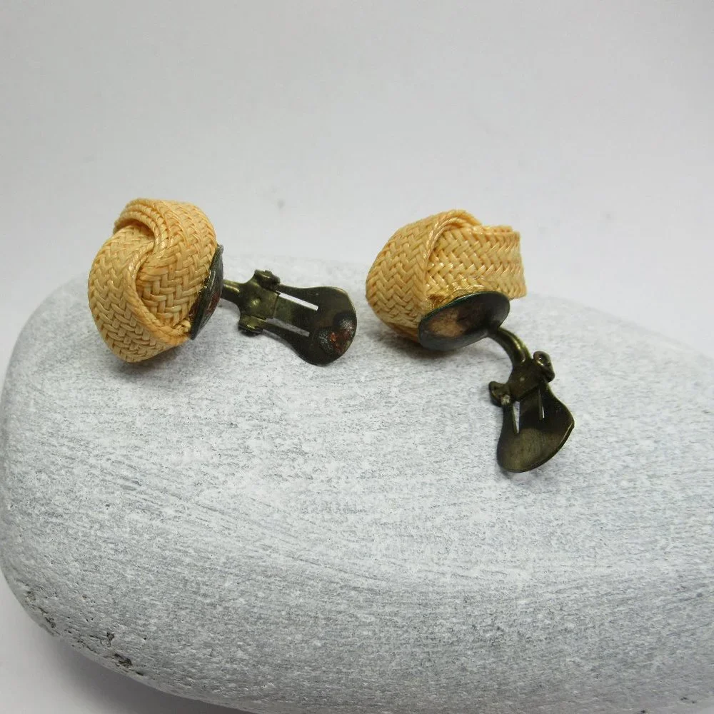 Vintage knot clip earrings